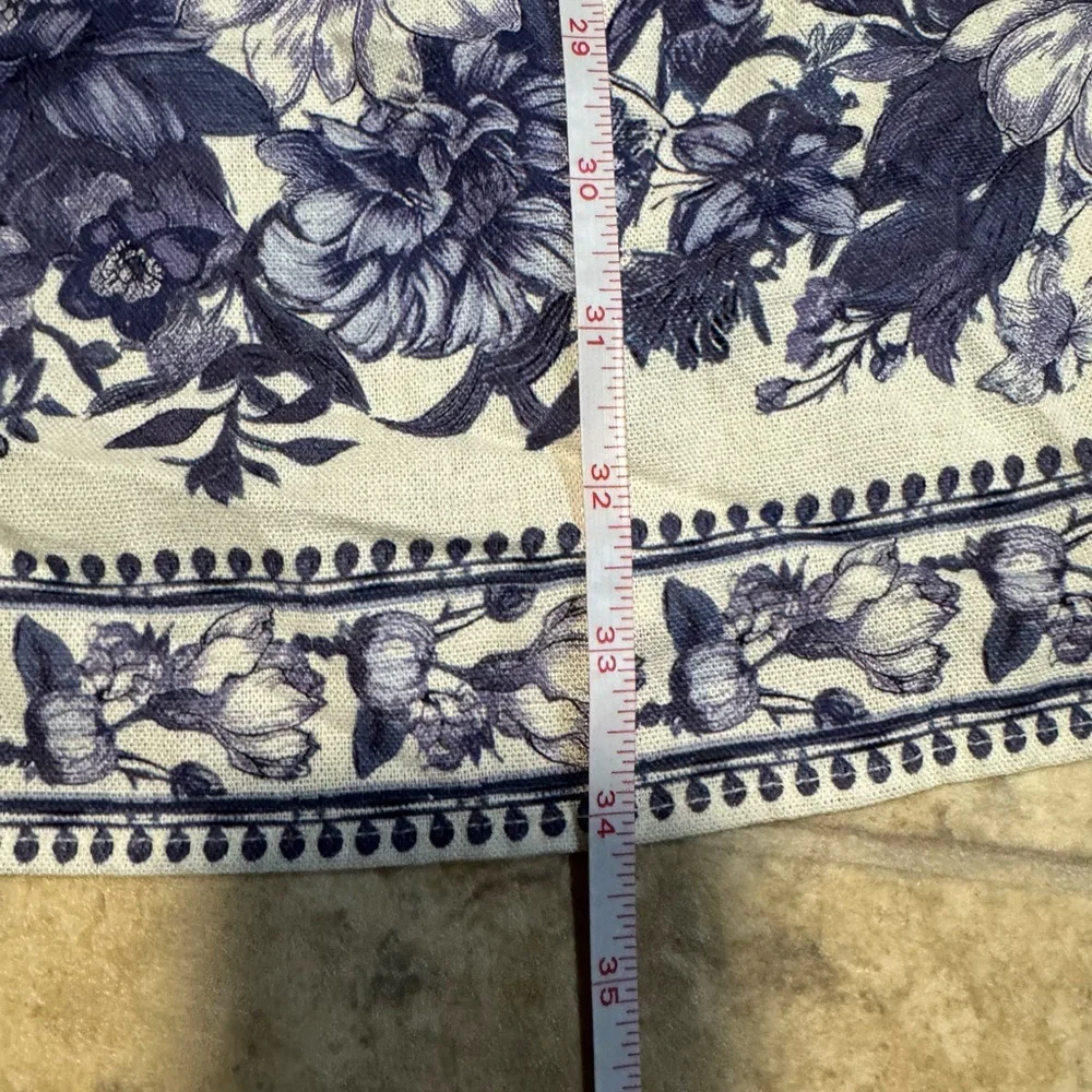 NWT Max Studio Navy and Cream Floral A-Line Skirt Size Small - Picture 4 of 8